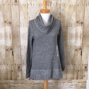 Women Gray Knitted Cowl Sweater